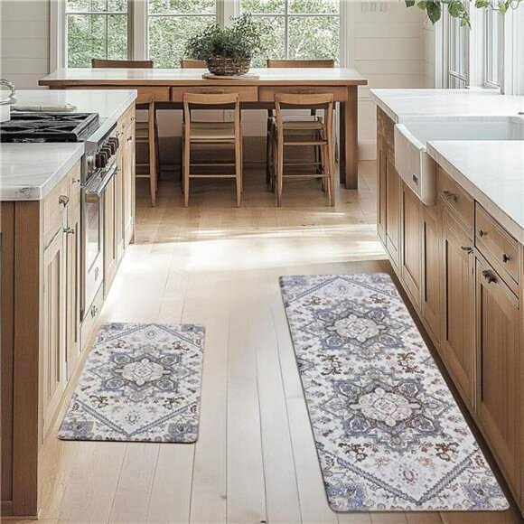 Anti Fatigue Kitchen Mats Set Boho Cushioned Waterproof Non Slip Floor Rugs - Picture 7 of 8